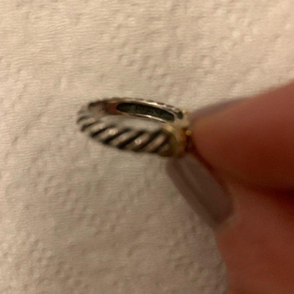 Authentic David Yurman sterling silver and gold trim ring with blue topaz stone. - Picture 6 of 9